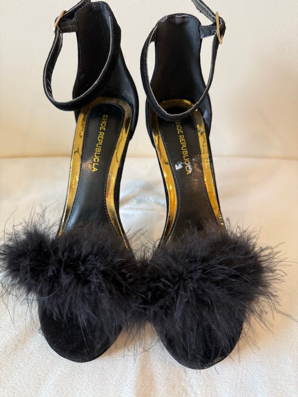 Shoe Republica Platform Stiletto Heel Women Size 8 Black Open Toe Ankle Strap